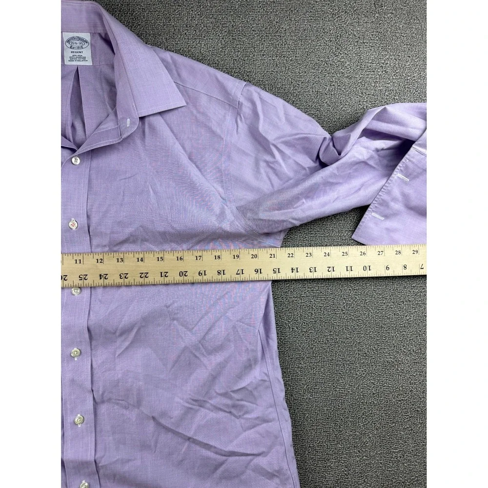 Brooks Brothers Dress Shirt Mens 15.5 35 Regent Purple Supima 100% Cotton‎
